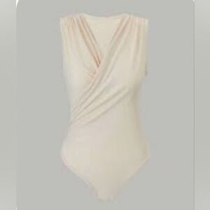 NWT Cream Surplice Crossover Bodysuit Medium